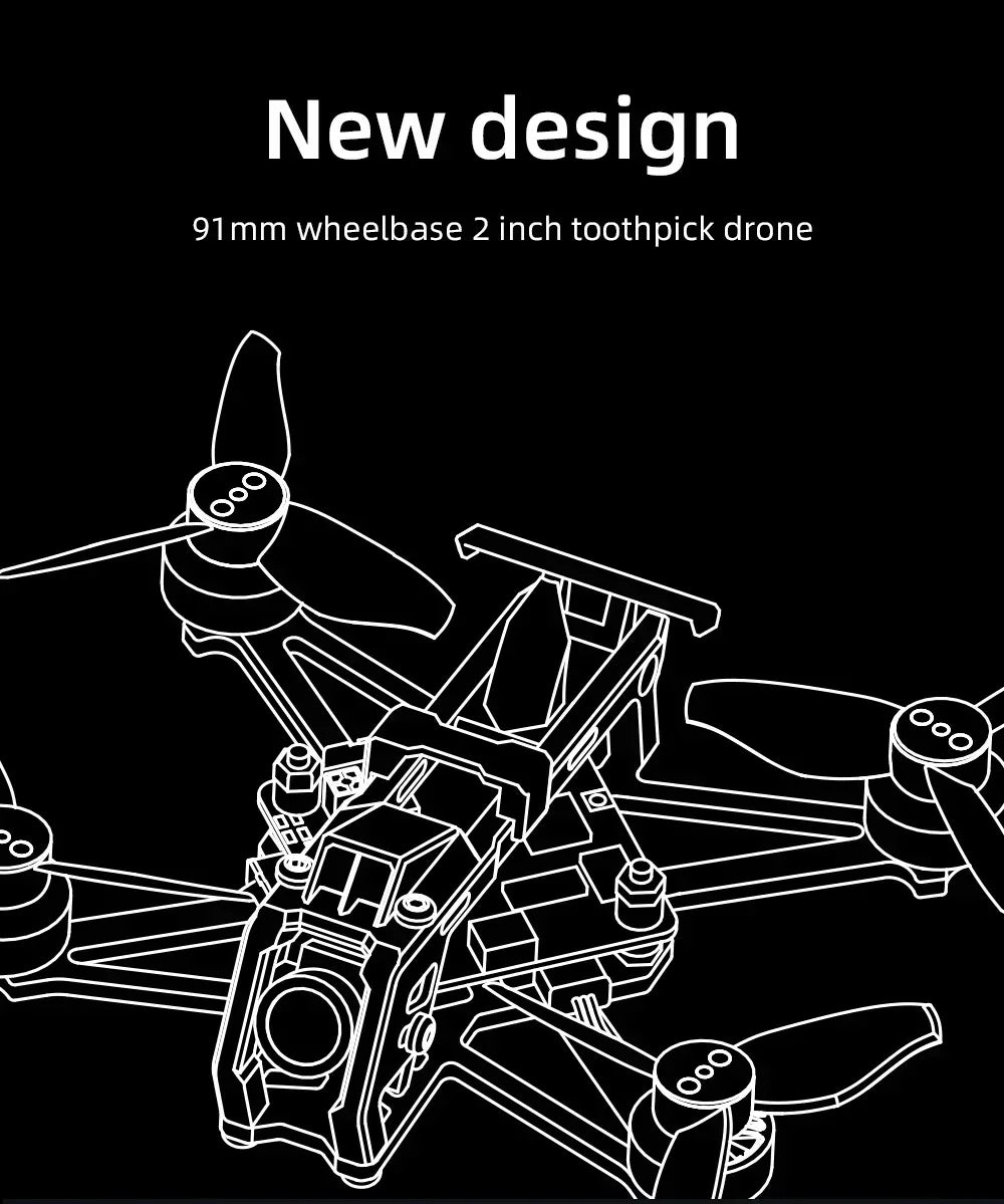 HGLRC 2025 New Draknight 2inch 91.8mm Toothpick FPV Drone with SPECTER12 ES2-4S AIO 400mW VTX SPECTER 1003 10000KV Motor