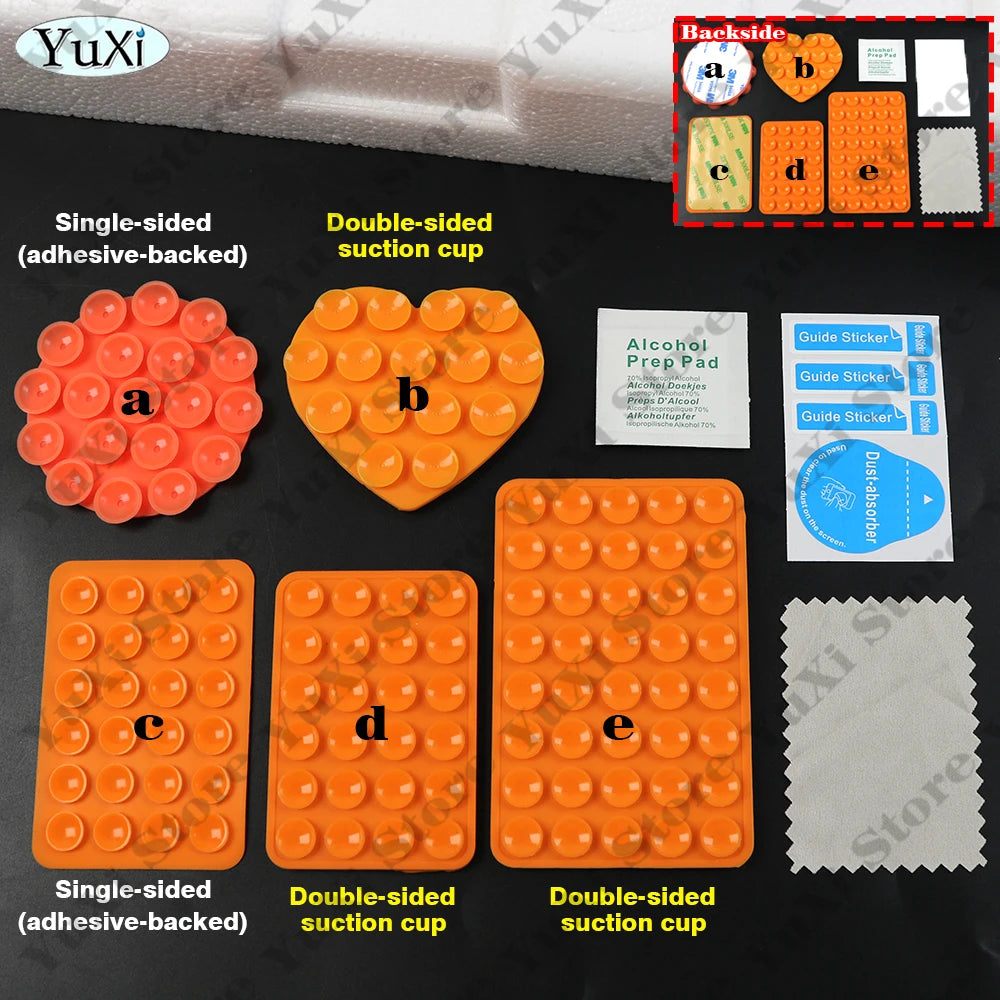 YuXi 5in1 Silikon Vantuz Seti – Tek & Çift Taraflı, Telefon Tutucu, Duvar & Masa Sabitleme