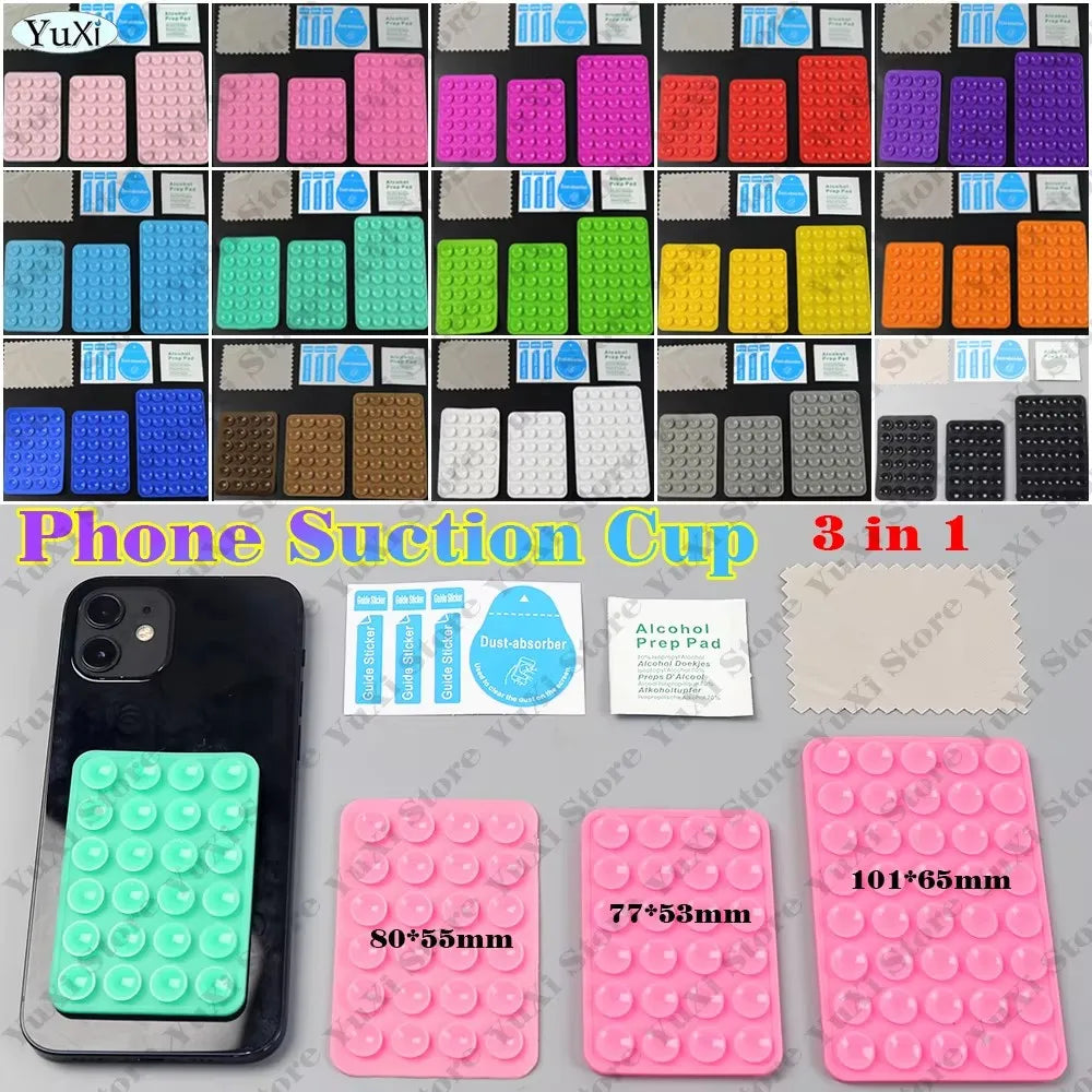 YuXi 5in1 Silikon Vantuz Seti – Tek & Çift Taraflı, Telefon Tutucu, Duvar & Masa Sabitleme