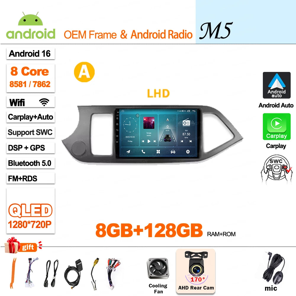 For KIA PICANTO Morning 2 2011 2012 - 2015 2016 Android 16 Car Radio Multimedia Video WIFI Player GPS Wireless Auto RSD DSP
