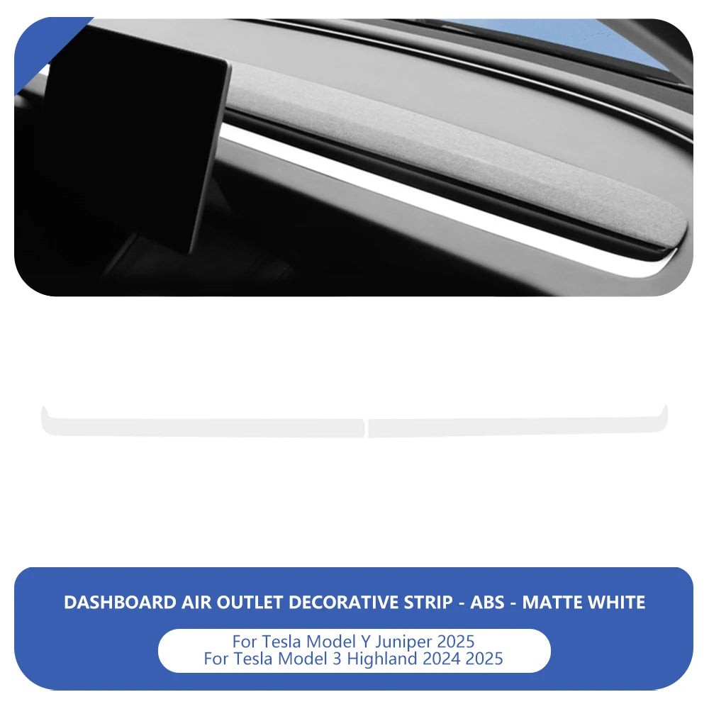 Instrument Panel Trim Strip For Tesla Model Y Juniper 2025 Model 3 Highland 2024-2025 ABS Dashboard Decoration Cover Accessories