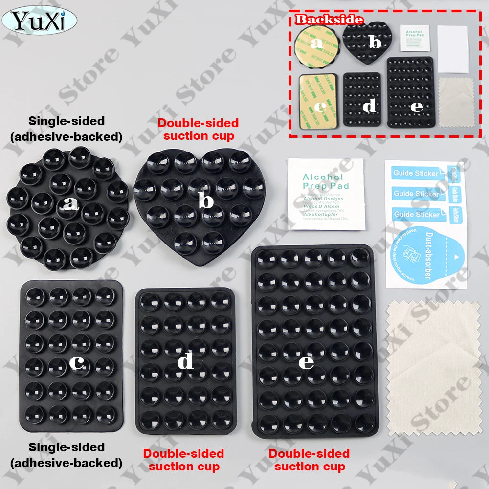 YuXi 5in1 Silikon Vantuz Seti – Tek & Çift Taraflı, Telefon Tutucu, Duvar & Masa Sabitleme