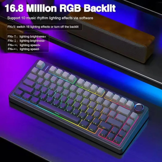 AULA F75 Mekanik Oyun Klavyesi – RGB, 75%, Tri-Mode (2.4G/Bluetooth/Kablo), Gasket Yapı, Gradient Tasarım
