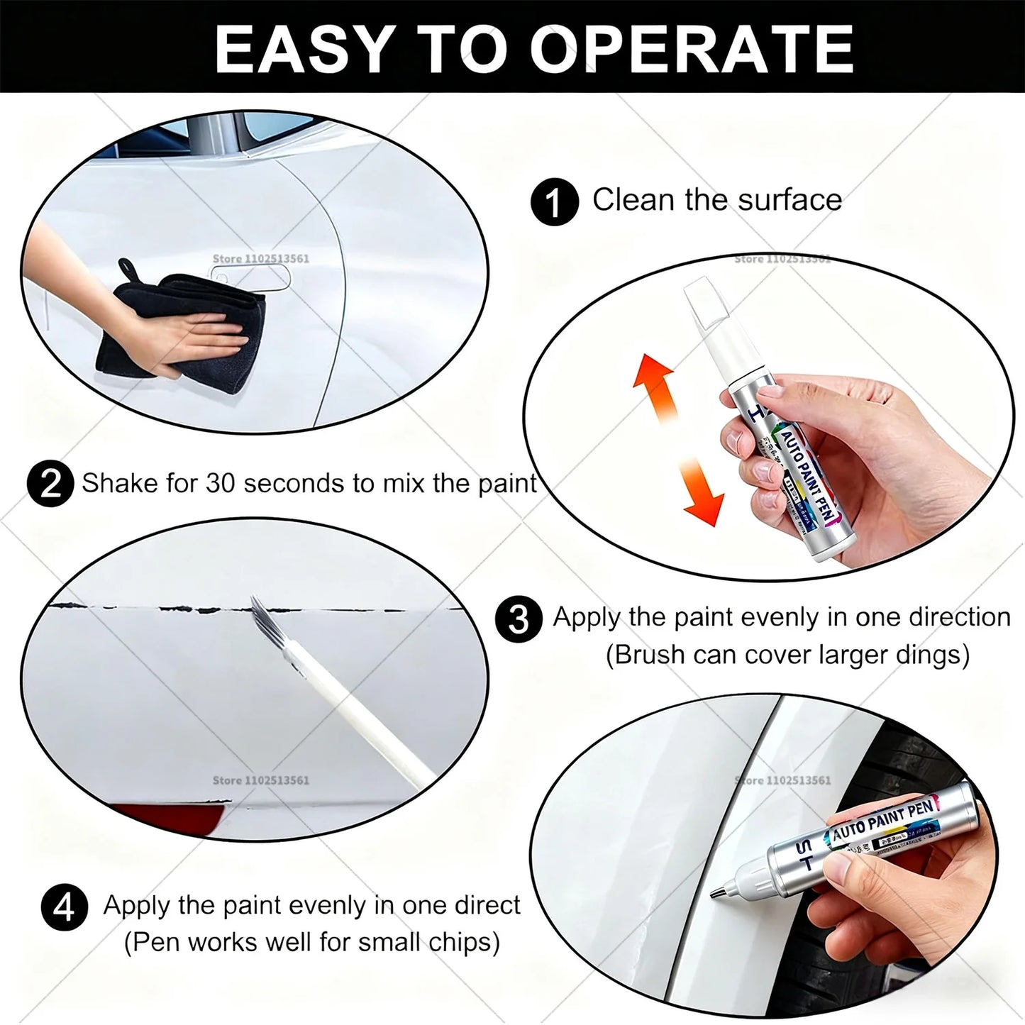 For Fiat 500 Car Paint Repair Pen Touch Up Scratch Remover DIY Auto Accessories Black Red White Silver Grey Yellow Orange Brown