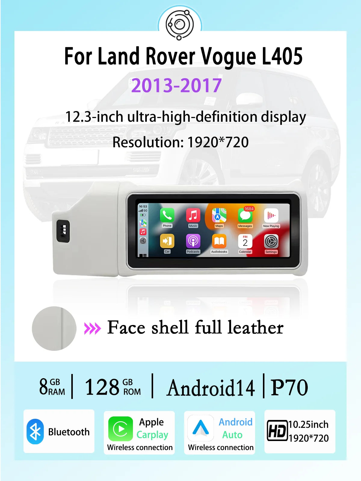 12.3" For Range Rover Vogue L405 2013-2017 Android 14 multimedia player car GPS radio Carplay automatically retains OEM menu