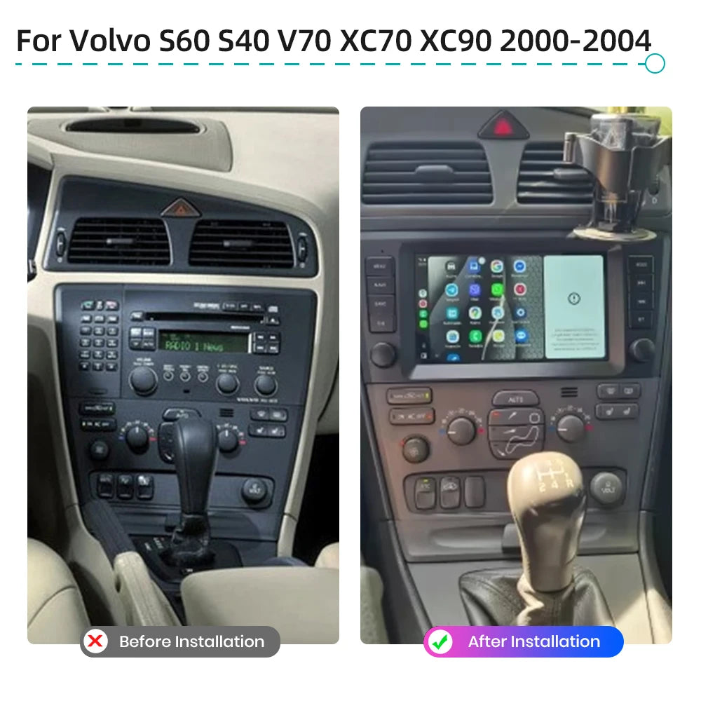 Android 14.0 For VOLVO S60 S40 V40 V70 XC70 XC90 2000-2004 CarPlay 4G WiFi Navigation Bluetooth Multimedia Player DSP Car Radio