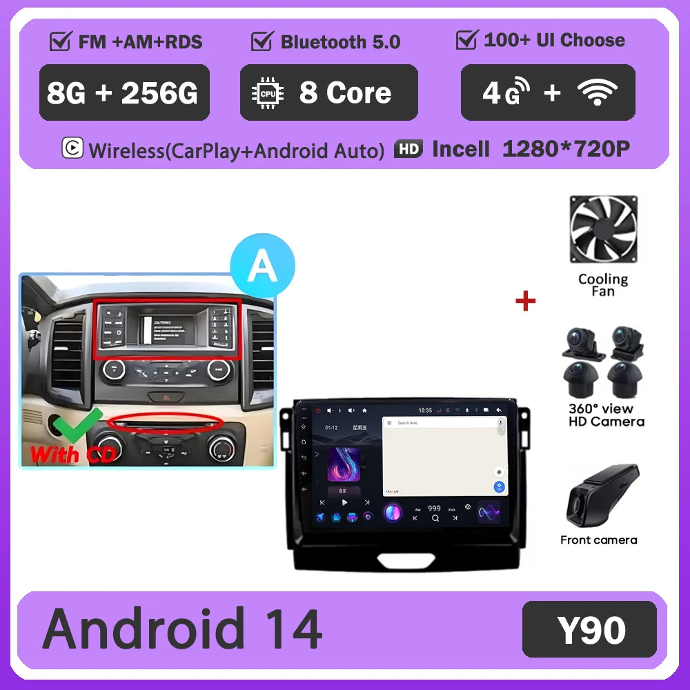 Car GPS Android 16 For Ford Ranger 2015 - 2022 Multimedia Auto Radio Player Navigation Stereo Head Unit No 2din DVD Touch Screen