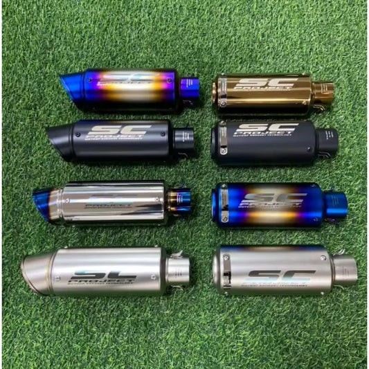 STLF Motorcycle Modified Exhaust Pipe SC Cylindrical Exhaust Pipe for ZX4R  CF450SR 250SR Ninja 400  Z900 DUKE390 R6 R1 R3