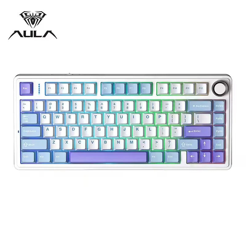 AULA F75 Mekanik Oyun Klavyesi – RGB, 75%, Tri-Mode (2.4G/Bluetooth/Kablo), Gasket Yapı, Gradient Tasarım