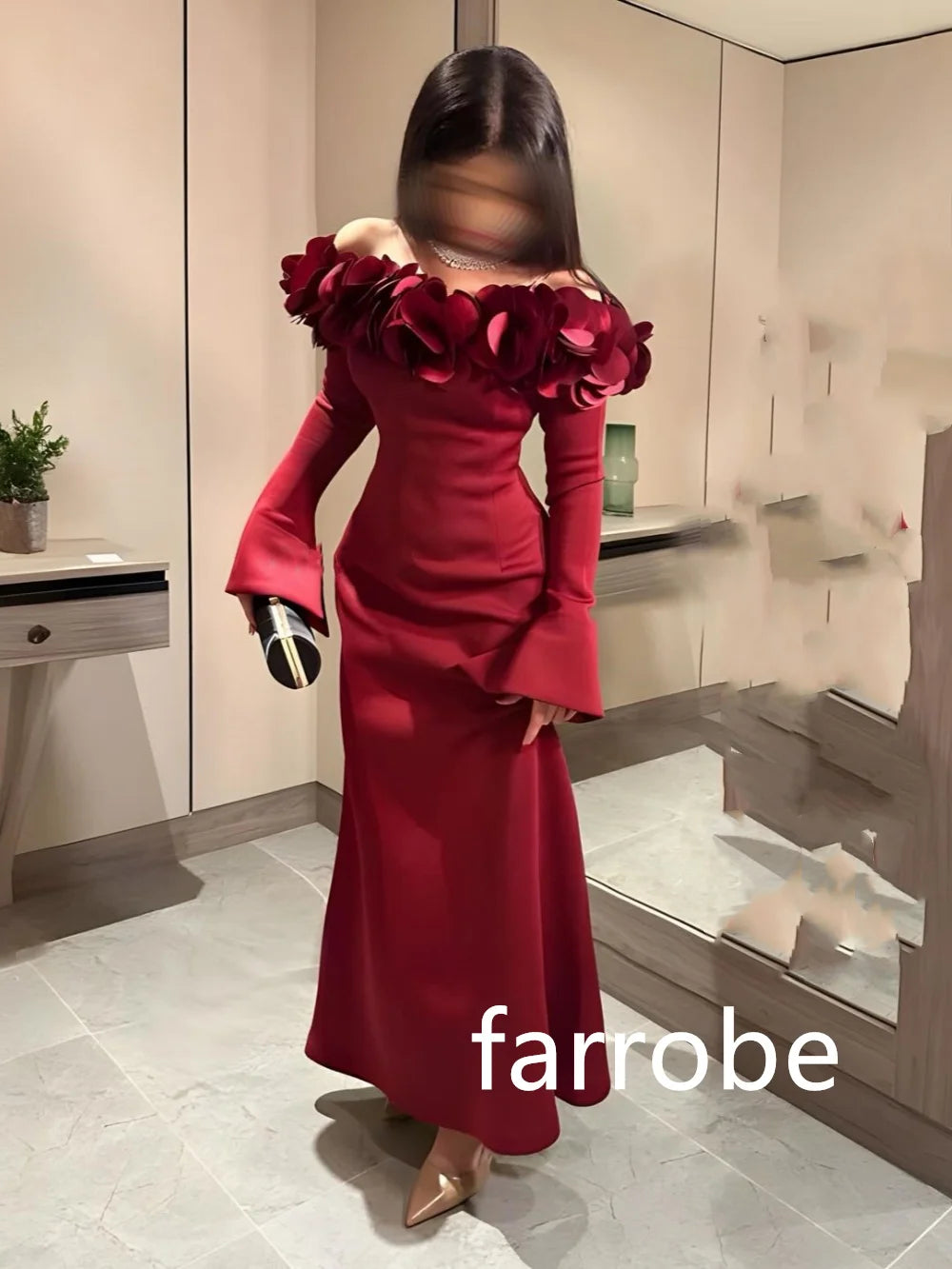 Customized Matching Jersey Pleat A-line Off-the-shoulder Midi Dresses Bespoke Occasion Dresses Classic Exquisite Modern Style Pa