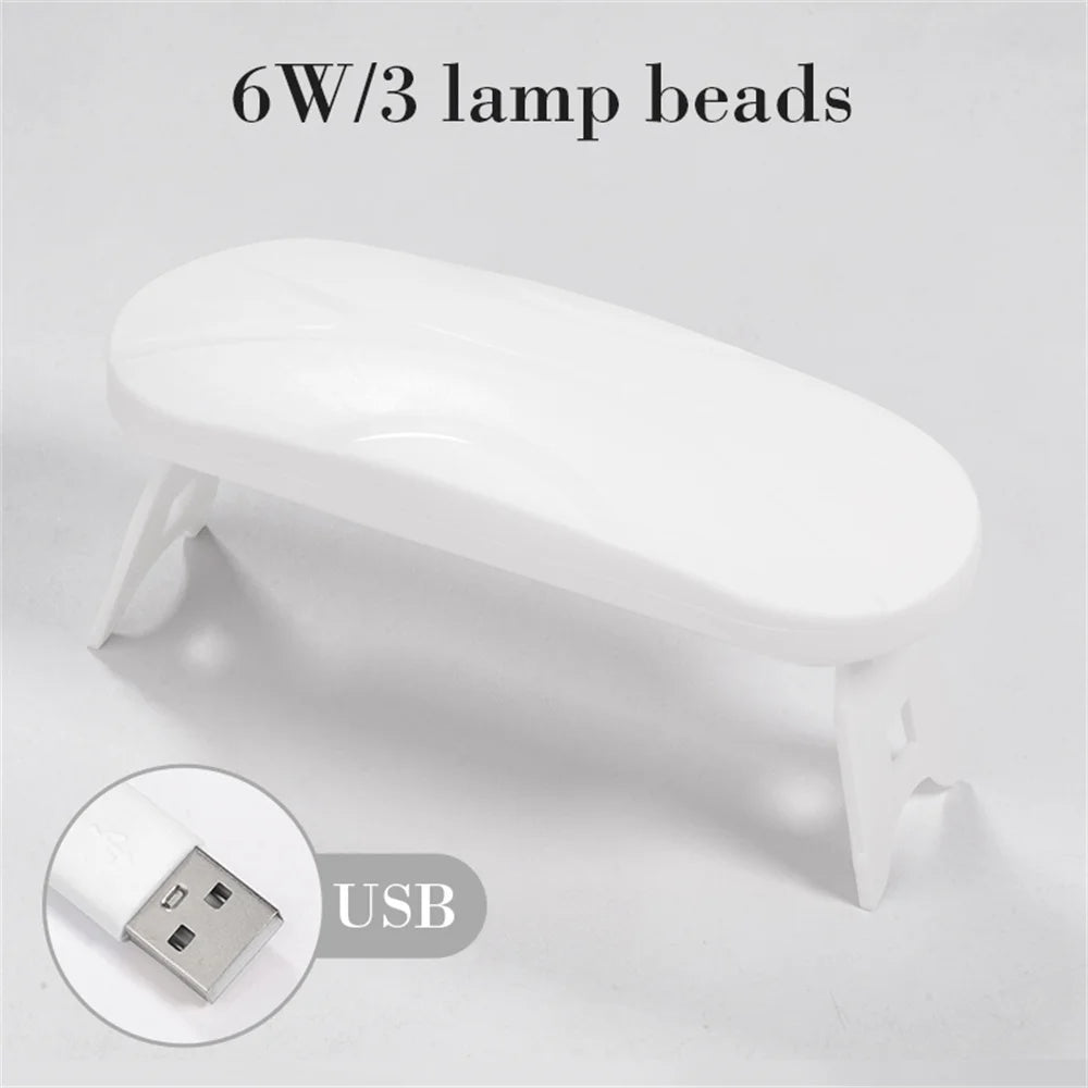 Mini UV LED Tırnak Kurutma Lambası 6W – Taşınabilir Jel Oje Kurutucu, 45s/60s Zamanlayıcı, USB Bağlantılı