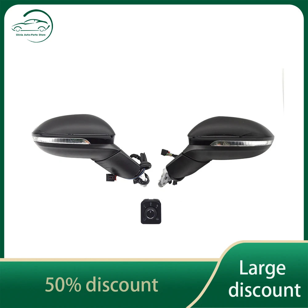 For VW Golf MK8 Electric folding rearview mirror with lane change light Black set