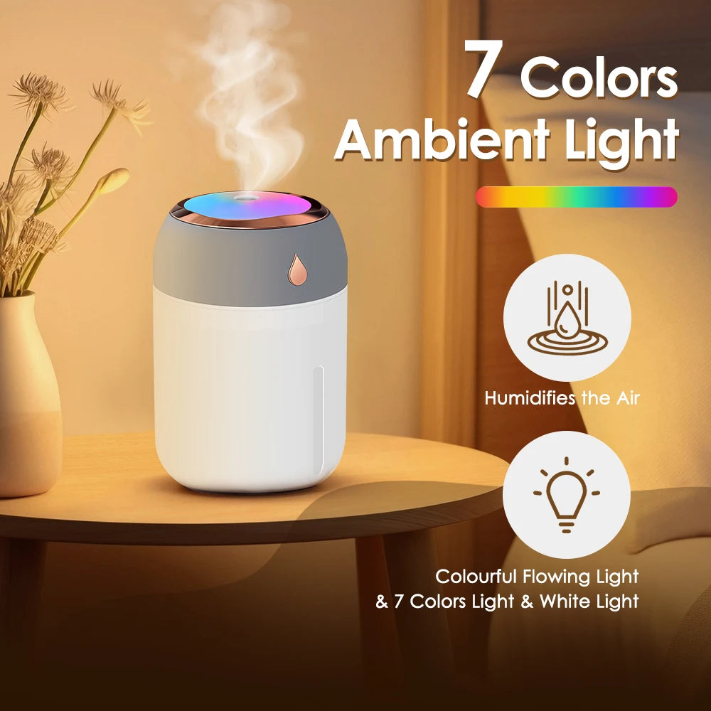 Luftbefeuchter 600ml – Kaltnebel-Aromadiffusor, USB Tragbarer Luftbefeuchter für Zuhause und Büro