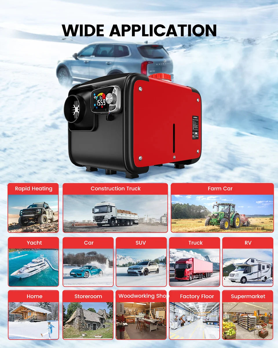 KROAK 5-8KW 12V Diesel Air Heater All in One Car Parking Diesel with LCD Switch For Car Truck Boat RV 24V Parking Diesel Heater
