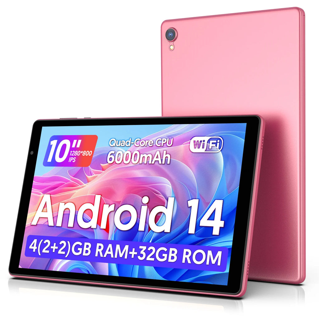 Android 14 Tablet 10 İnç - Dört Çekirdekli İşlemci, 5G WiFi, 4GB RAM + 32GB ROM, 1280x800 Ekran, 6000mAh Pil