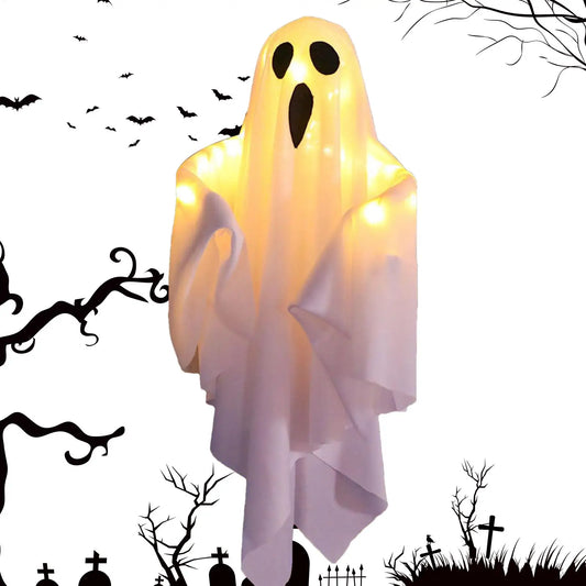 Leuchtende Halloween LED Geist Hängende Dekoration Weiße Fliegende Geister Baumschmuck Halloween Anhänger für Hausparty Zubehör