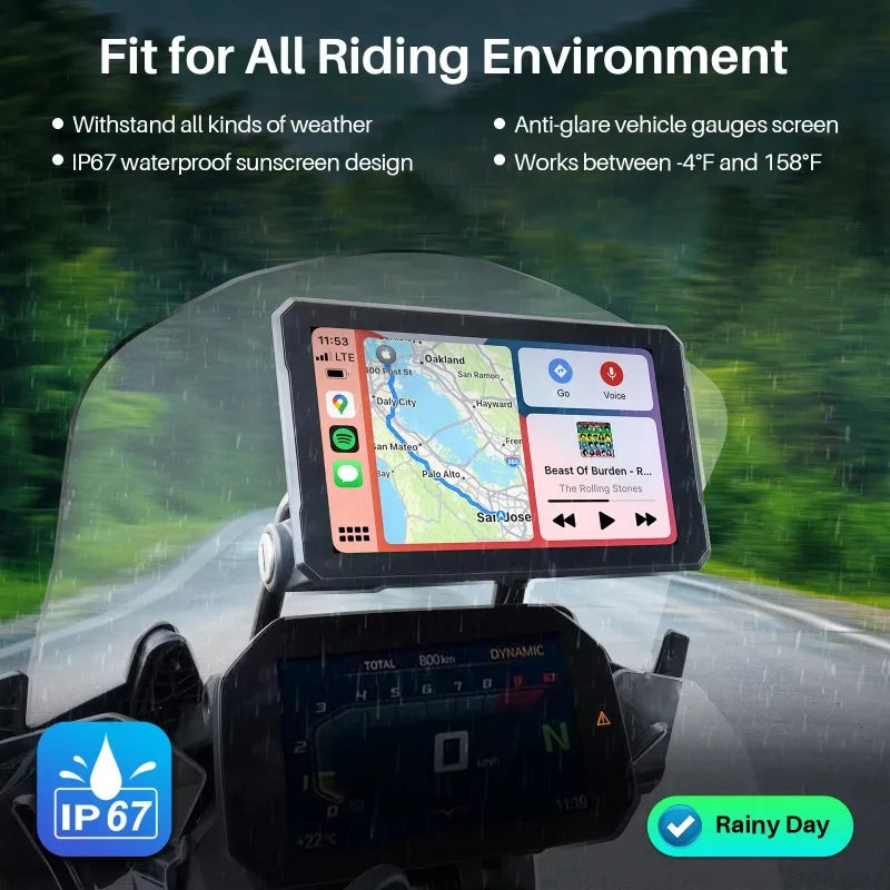 Motorcycle 7 Inch Portable GPS Navigator IP67 Waterproof Android Player HD Display  WiFi 5G Carplay for BMW Motorcycle
