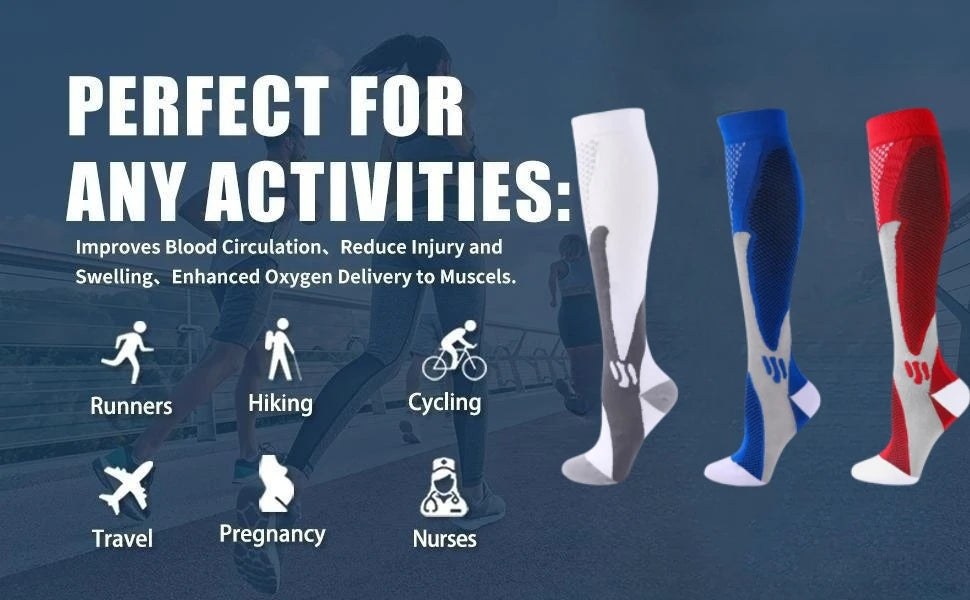 12 Colors Compression Socks For Football Anti Fatigue Pain Relief Men Women 20-30 Mmhg Running Socks Fit For Sport Socks