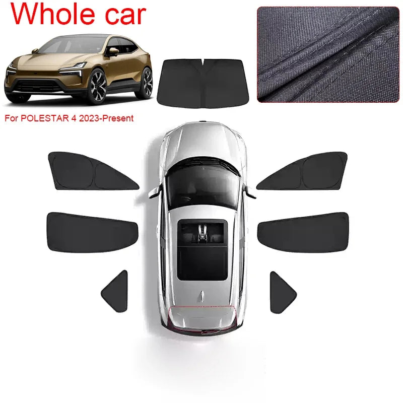 Car Black Window Privacy Sunshade Anti-UV Heat Insulation For POLESTAR 4 2023-Present Auto Protect Cover Interior Accessory