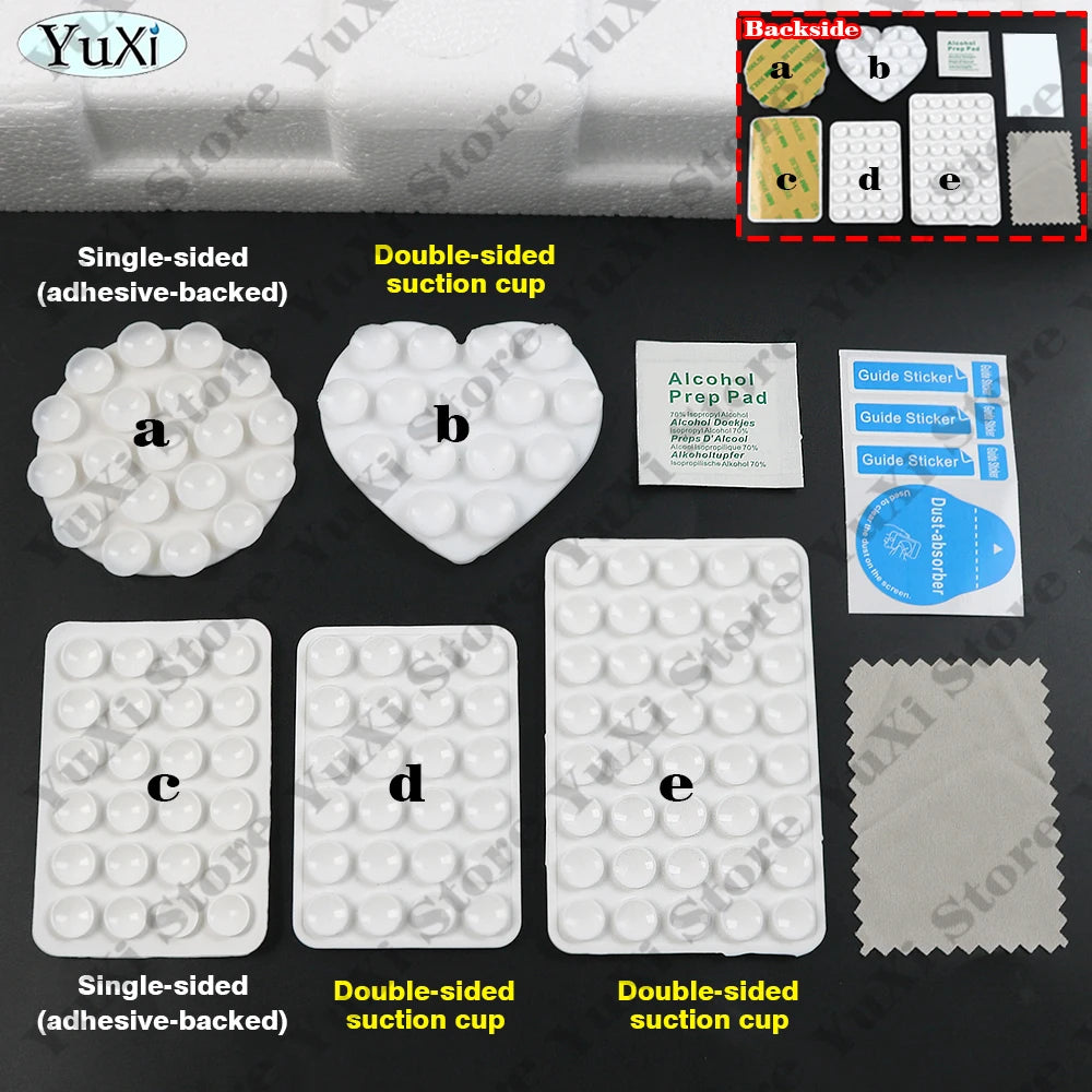 YuXi 5in1 Silikon Vantuz Seti – Tek & Çift Taraflı, Telefon Tutucu, Duvar & Masa Sabitleme