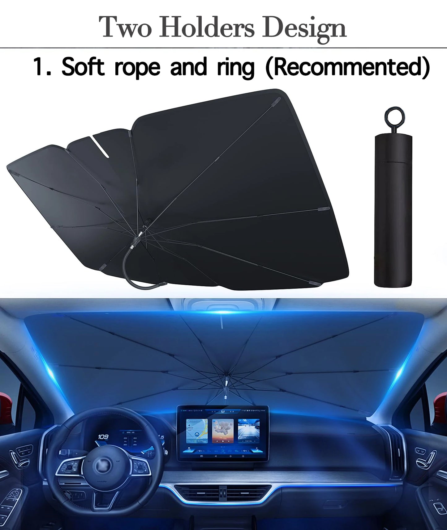 2024 Car Windshield Sun Shade Umbrella Foldable Sunshade Front Window Cover for UV Block Heat Protection Protector Parasol