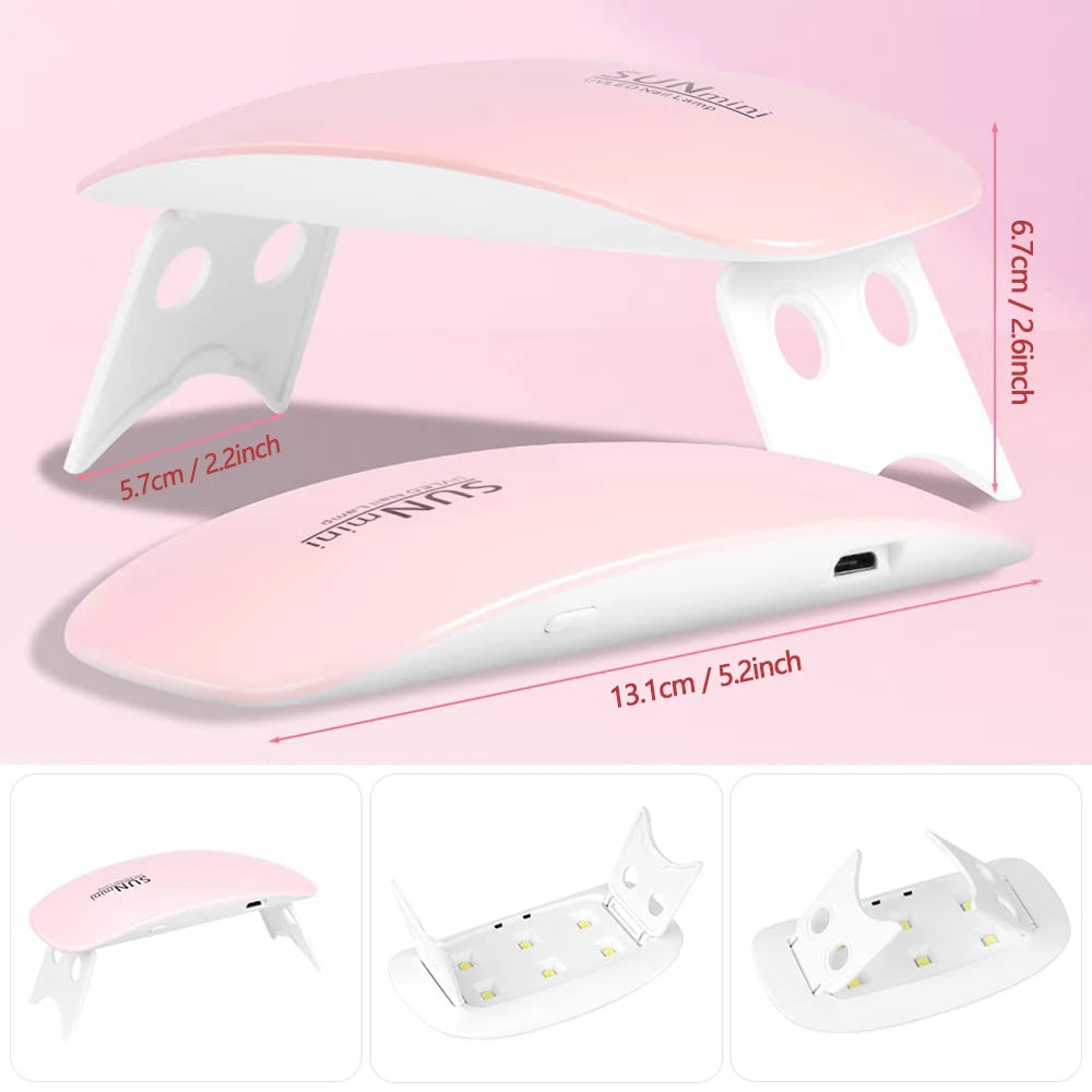 Mini UV LED Tırnak Kurutma Lambası 6W – Taşınabilir Jel Oje Kurutucu, 45s/60s Zamanlayıcı, USB Bağlantılı