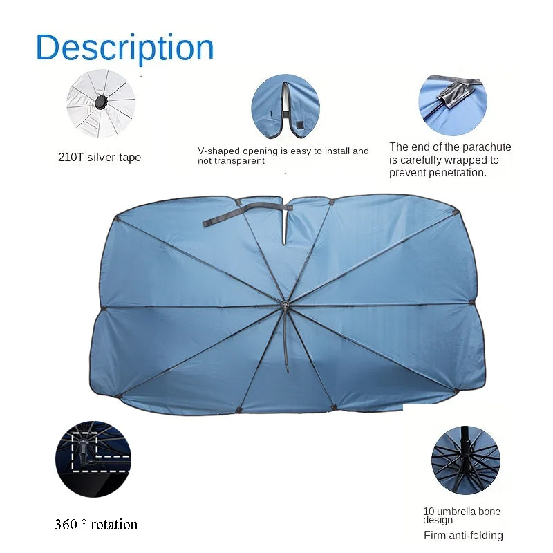 360° Rotatable Car Sunshade Windshield Umbrella Bendable Handle UV Protection Front Window Sunshade Summer Car Accessory