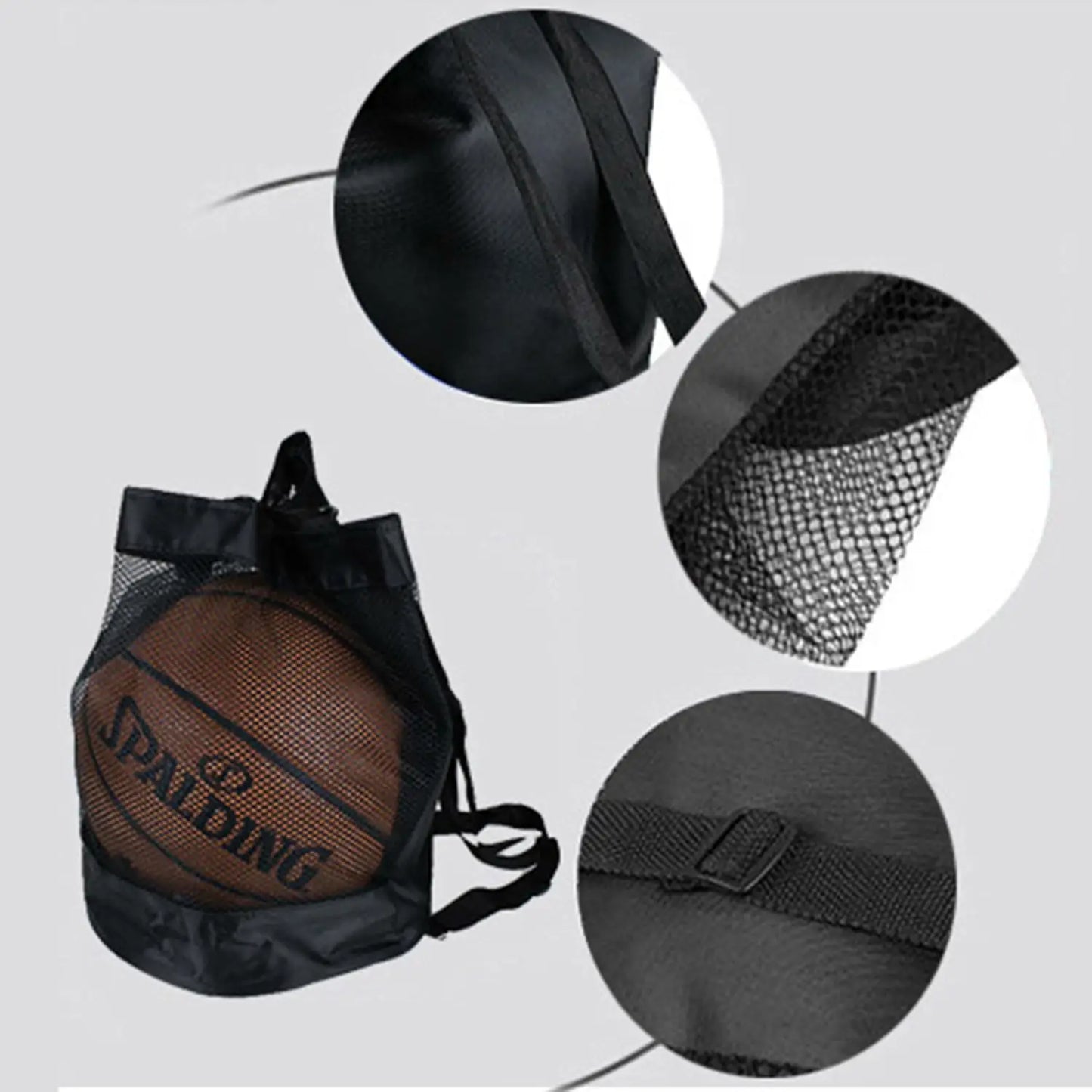 Drawstring Basketball Backpack, Basketball Box, Net Bag, Football Storage Backpack, Outdoor Volleyball Storage Bag, 32 cm, Black
