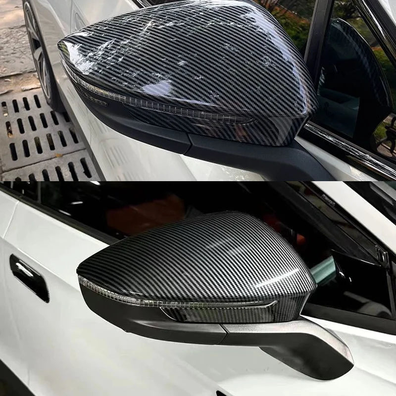 Car Mirror Cover for Audi Q4 e-tron F4 Sportback 2022~2026 ABS Carbon Fiber Black Trim Rearview Mirror Sticker Part Accessories