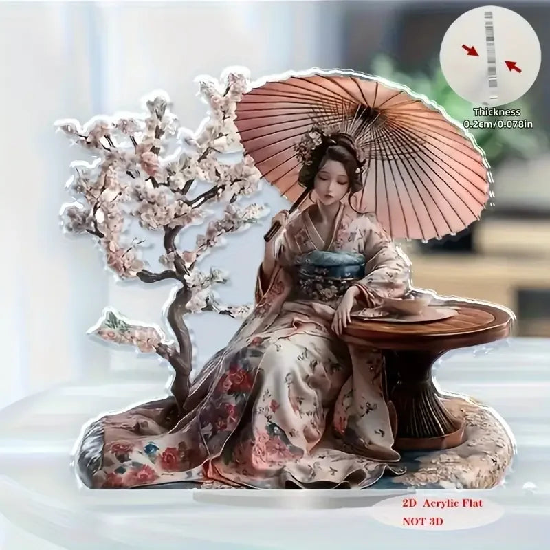 Geisha Dekoratif Süs – Japon Temalı Masa Üstü Sanat Objesi, Ev/Yatak Odası/Ofis Dekorasyonu