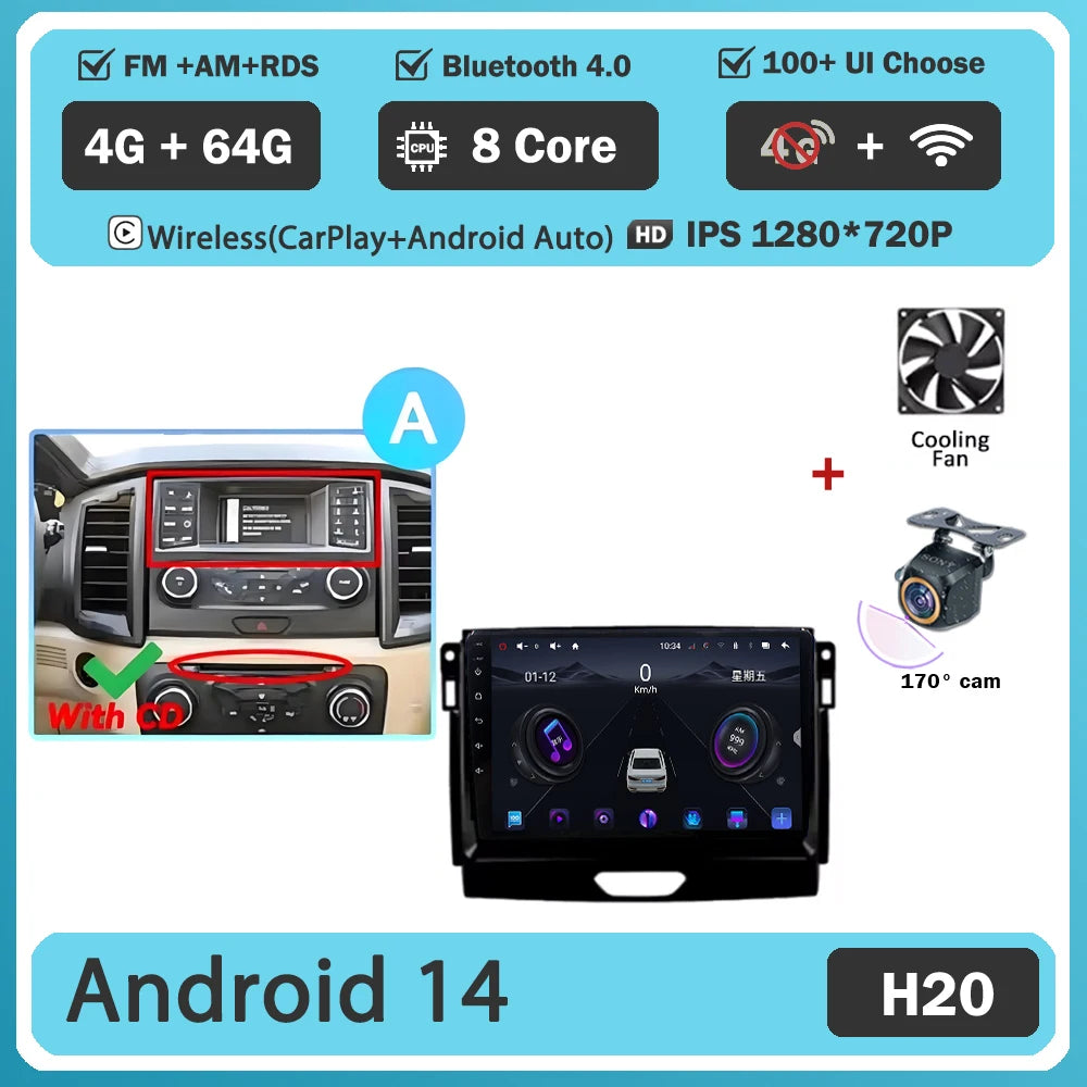 Car GPS Android 16 For Ford Ranger 2015 - 2022 Multimedia Auto Radio Player Navigation Stereo Head Unit No 2din DVD Touch Screen