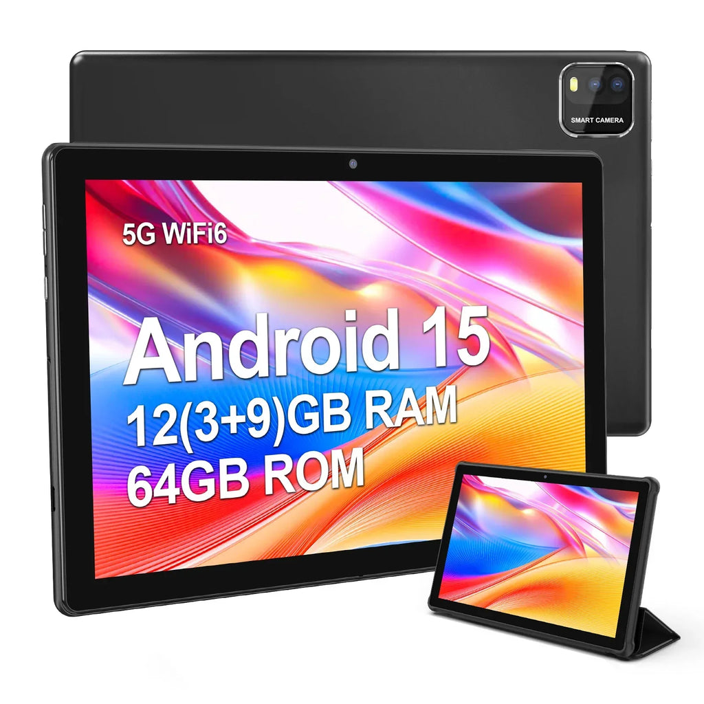 BAKEN 10 İnç Android 15 Tablet - Dört Çekirdekli, 12GB RAM + 64GB Depolama, 5G WiFi, 1280x800 Çift Kamera