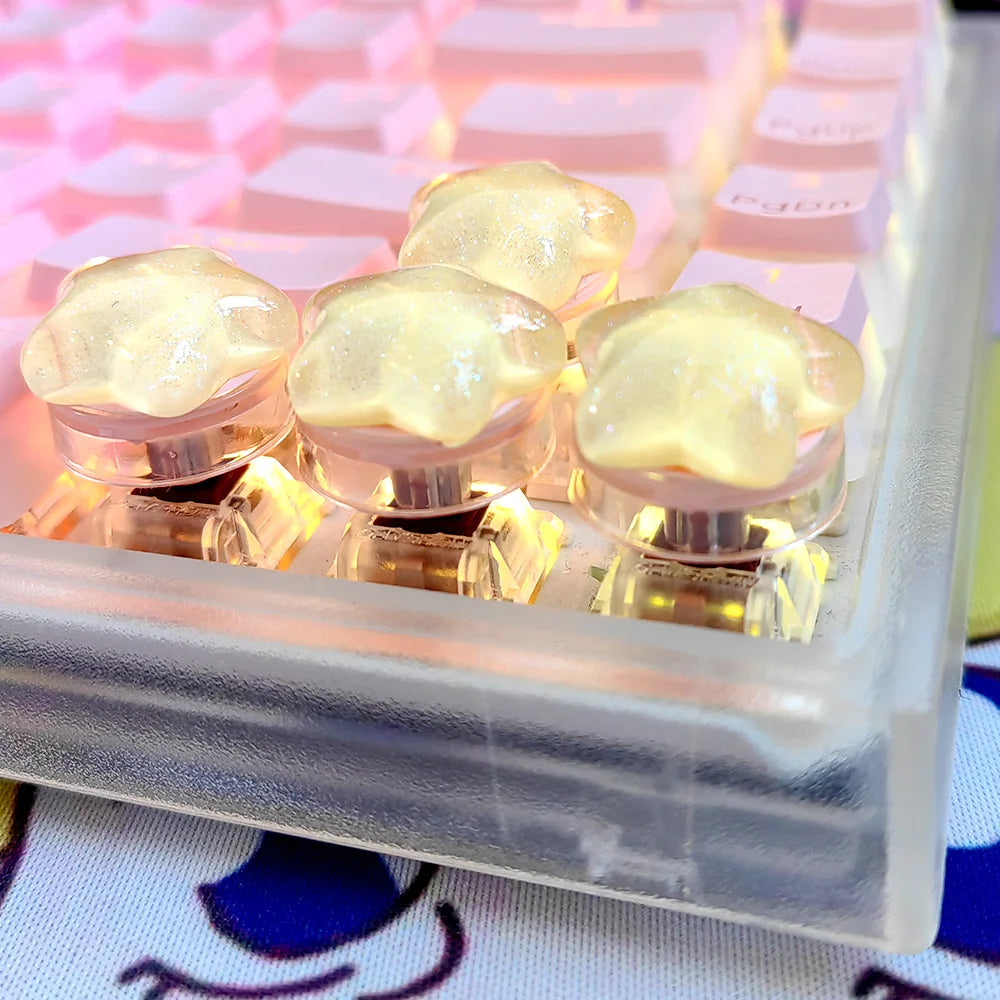 4'lü Sevimli Kedi Pençesi Klavye Tuş Kapağı Seti – Mekanik Klavye R4 Ok Tuşları İçin Pembe DIY Keycap