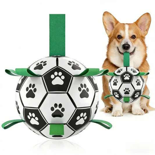 Interaktives Hundespielzeug für Zerrspiele, Hunde-Fußball mit Schlaufen für drinnen und draußen, robustes Ball-Wurfspielzeug für Hunde