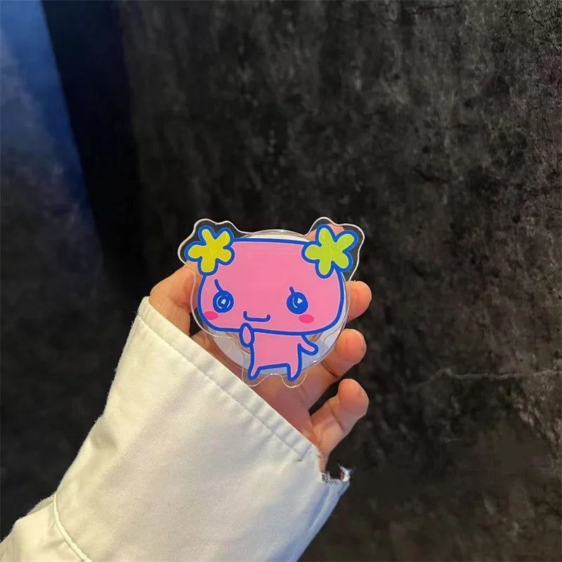 Tamagotchi Stili Şeffaf Manyetik Telefon Tutucu - Katlanabilir PVC Masa Standı