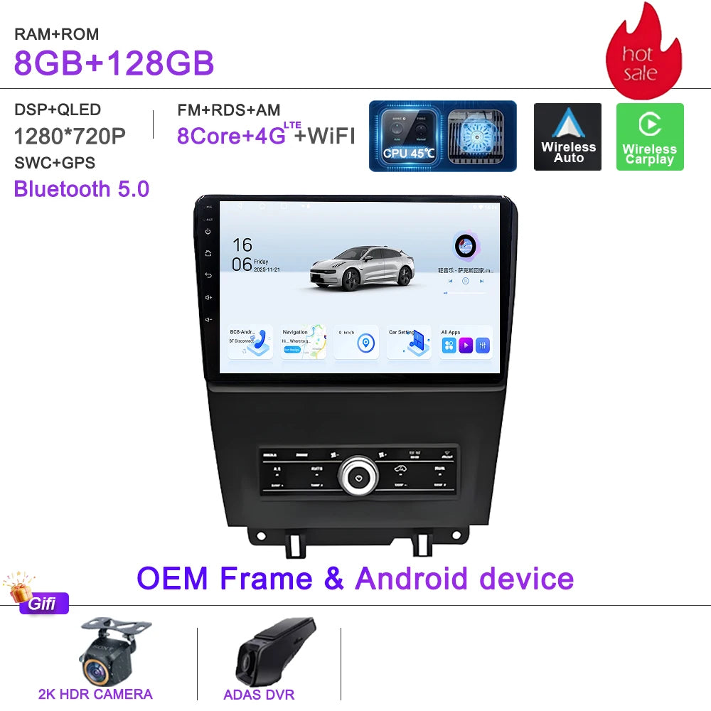 Car GPS Android 16 Auto Radio For Ford Mustang V S-197 2009 2010 2011 2012 - 2014  Stereo Head Unit No 2din DVD QLED Screen Dash