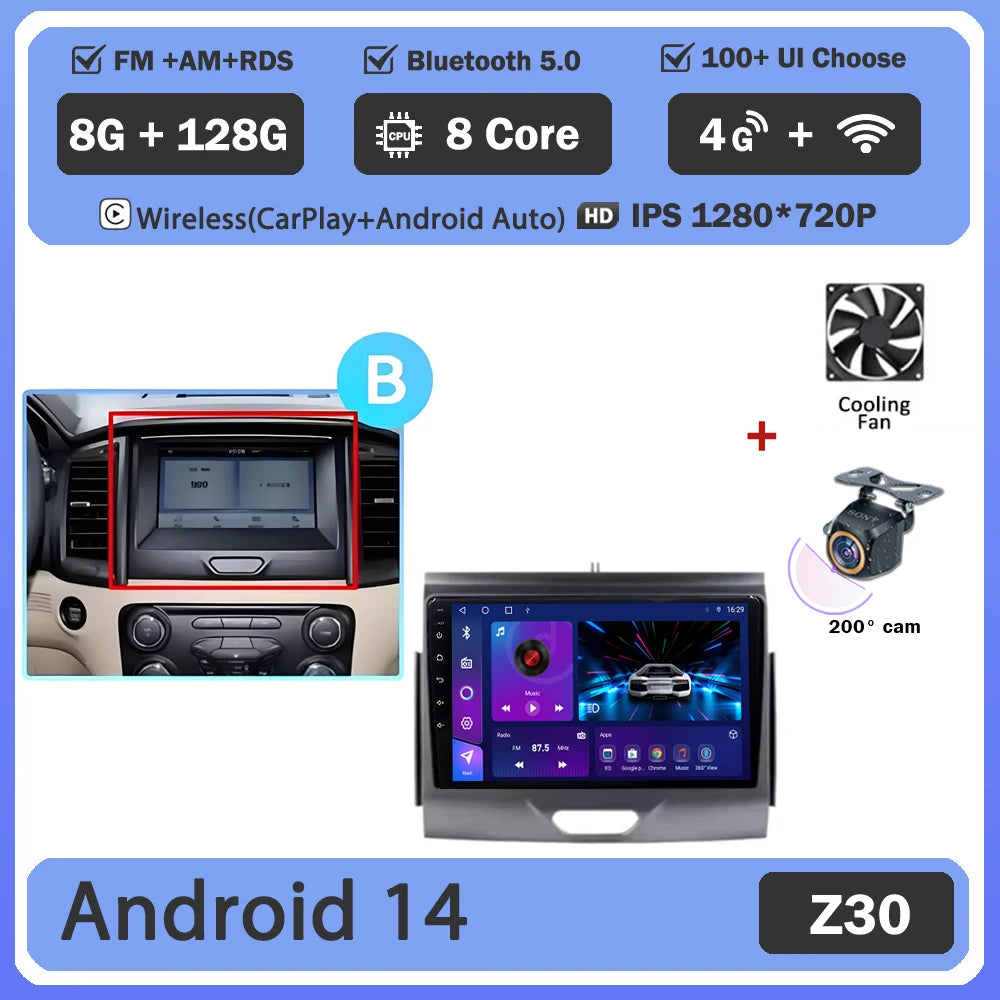 Car GPS Android 16 For Ford Ranger 2015 - 2022 Multimedia Auto Radio Player Navigation Stereo Head Unit No 2din DVD Touch Screen