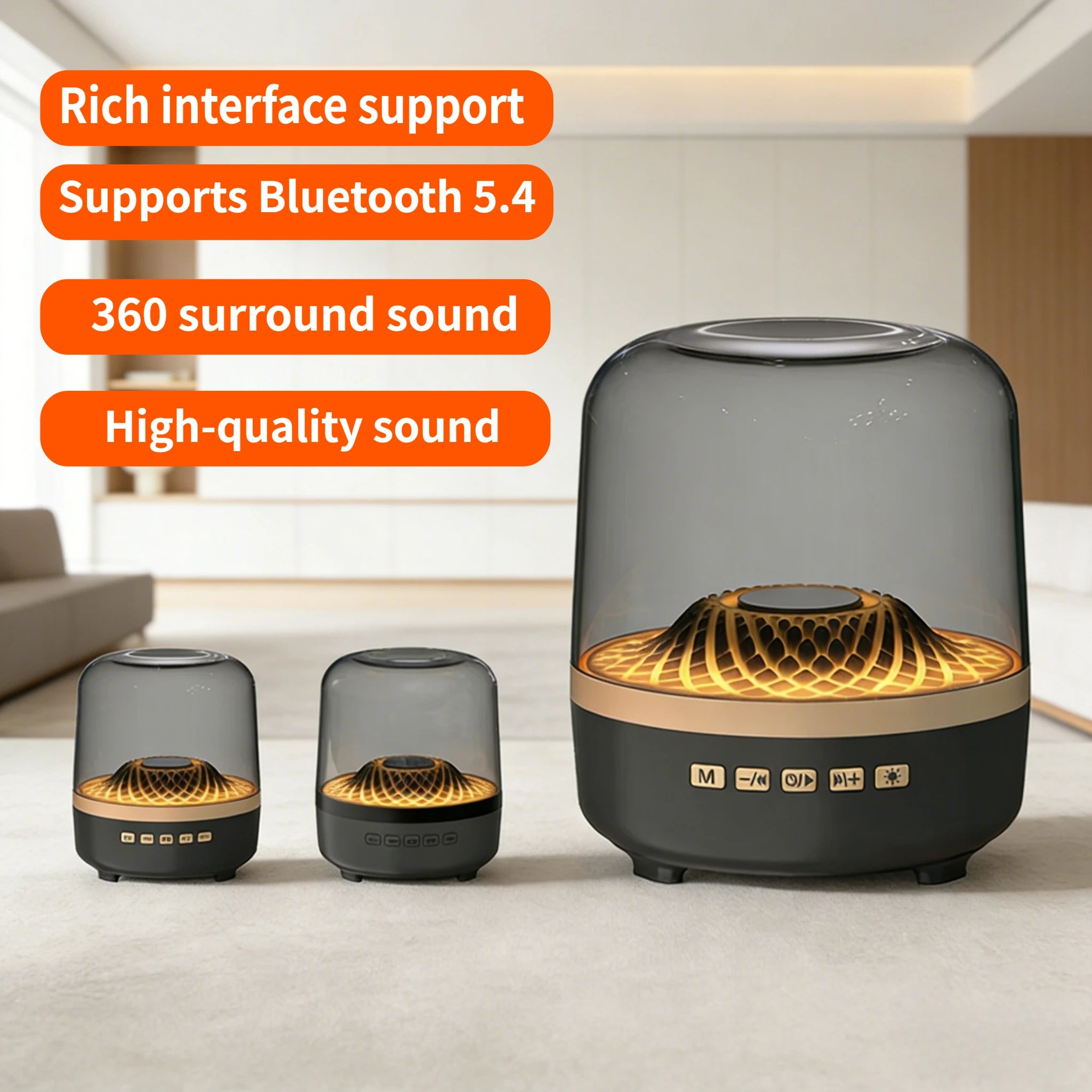 Taşınabilir Kablosuz Soundbar - Bluetooth 5.3 Ev Sinema Sistemi, Subwoofer, Hi-Fi Ses, Nefes Alan Lamba, Android ve iOS Uyumlu