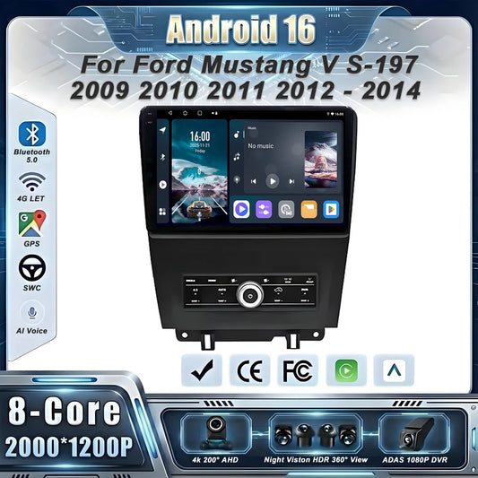 Car GPS Android 16 Auto Radio For Ford Mustang V S-197 2009 2010 2011 2012 - 2014  Stereo Head Unit No 2din DVD QLED Screen Dash