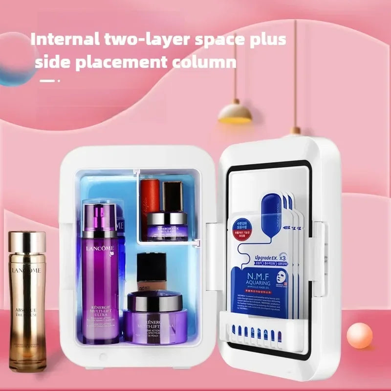 4L Mini Buzdolabı - Araba/Ev Kullanımı, Kozmetik/Cilt Bakımı, LED Aynalı, Sessiz Soğutma, Taşınabilir