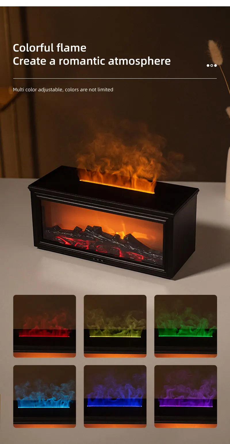 Şömine Görünümlü Ultrasonik Aroma Difüzörü - Hava Nemlendirici, Uzaktan Kumandalı, Uçucu Yağ Seti