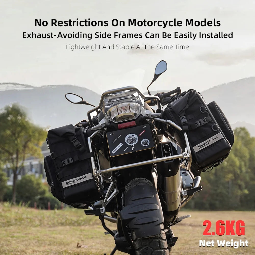 Rhinowalk Motorcycle Side Bag, 25l Motorbike Seat Saddle Tail Bag ADV Motorcycle Rear Rack Travel Luggages - 1 Piece