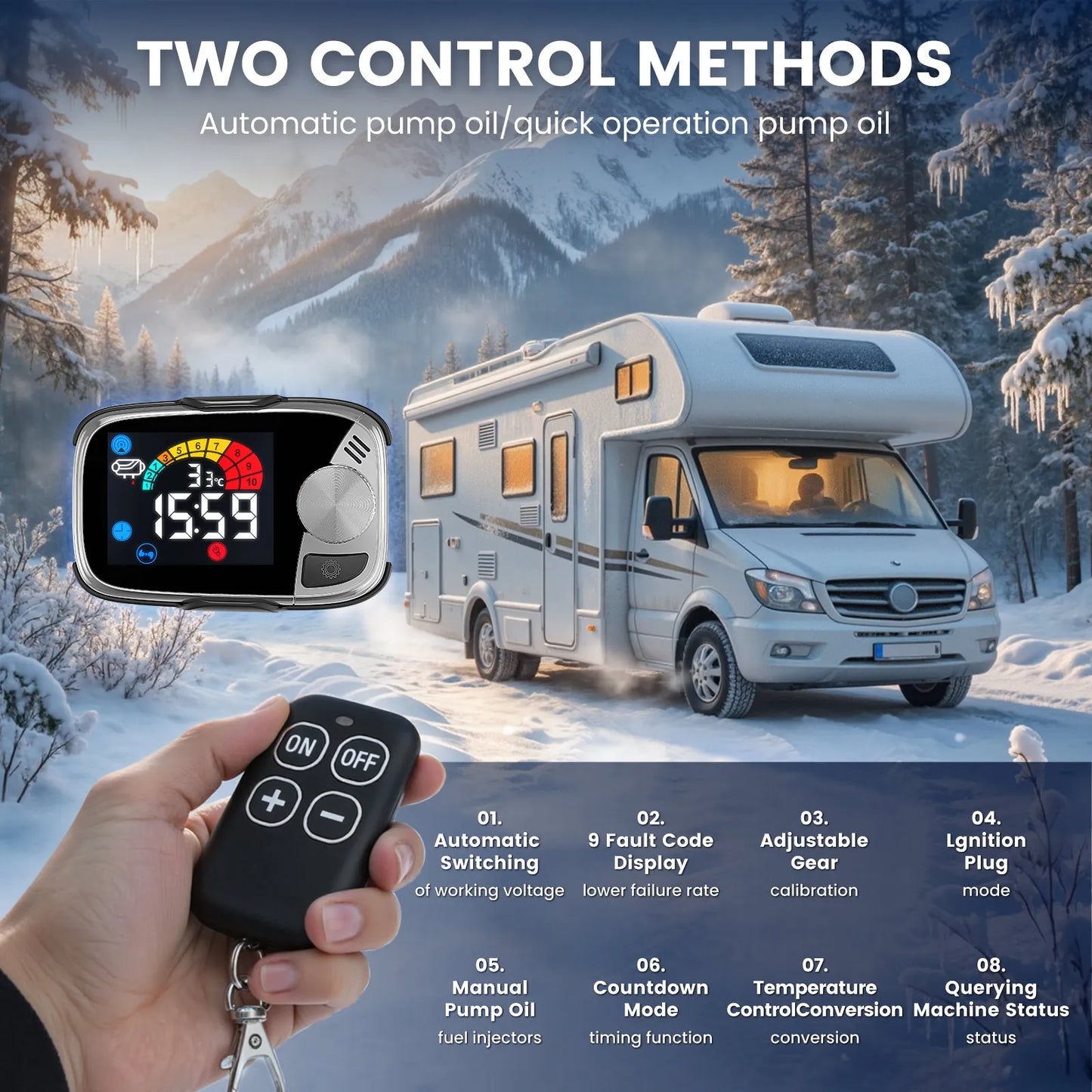 KROAK 5-8KW 12V Diesel Air Heater All in One Car Parking Diesel with LCD Switch For Car Truck Boat RV 24V Parking Diesel Heater