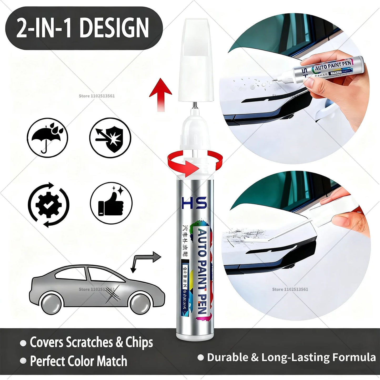 Car Paint Repair Pen Touch Up Scratch Remover DIY Auto Accessories For Toyota Alphard White W09 066 090 Silver 1G6 Black 220