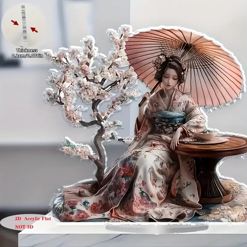 Geisha Dekoratif Süs – Japon Temalı Masa Üstü Sanat Objesi, Ev/Yatak Odası/Ofis Dekorasyonu