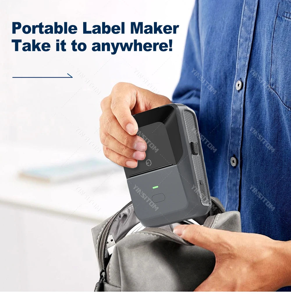 YINSITOM 20-50mm Mini Tragbarer Thermodrucker - Bluetooth, Barcode, Multifunktions-Etikettendrucker, Android/iOS Kompatibel