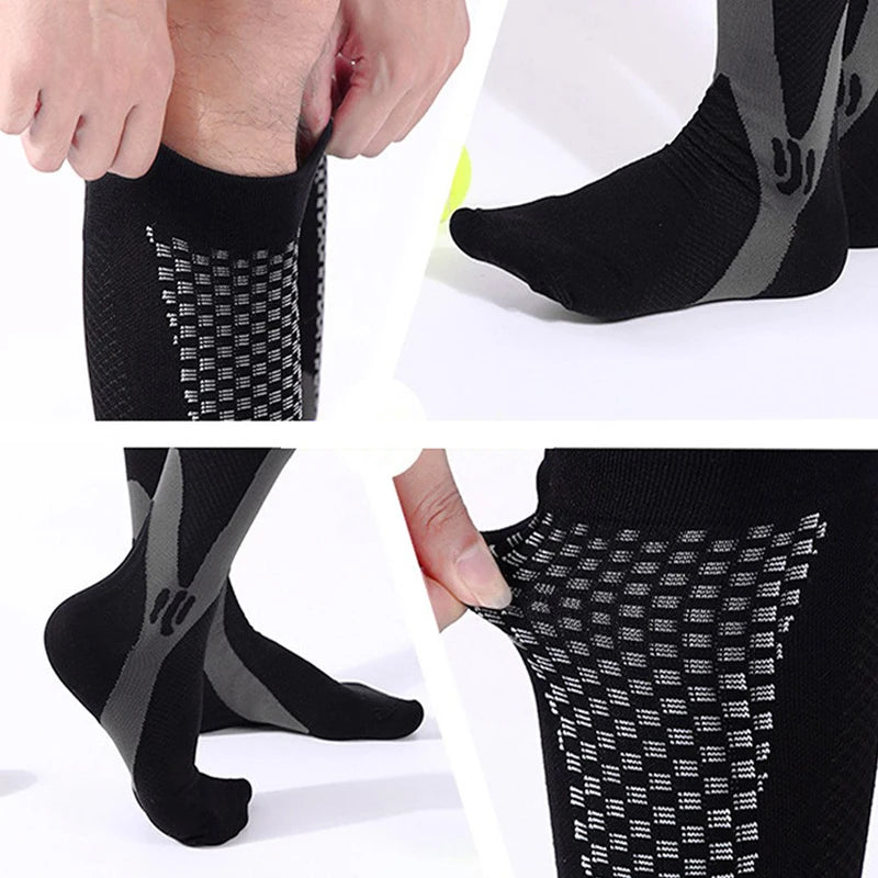 12 Colors Compression Socks For Football Anti Fatigue Pain Relief Men Women 20-30 Mmhg Running Socks Fit For Sport Socks