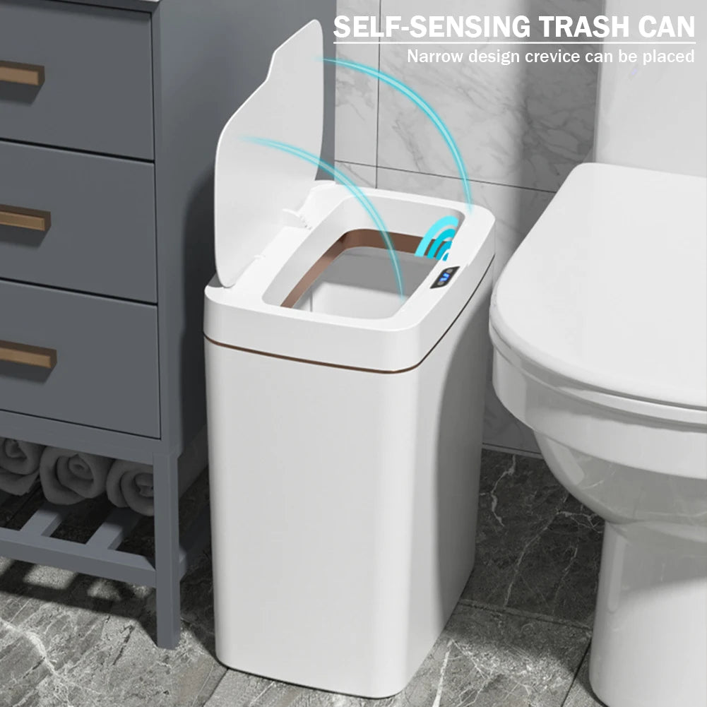 15/18L Akıllı Sensörlü Çöp Kutusu - Su Geçirmez, Dokunmasız, Sessiz Elektrikli - Mutfak, Banyo, Yatak Odası