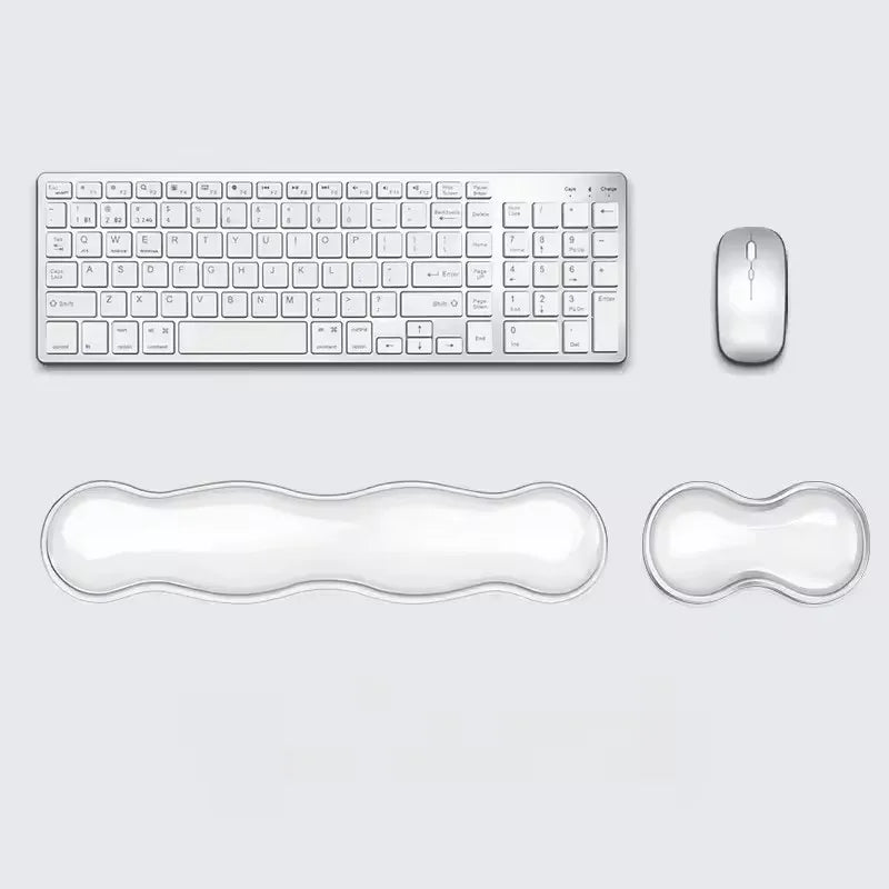 Mauspad mit Handgelenkstütze – Rutschfestes Silikon durchsichtiges Tastatur-Handgelenkpad für Schreibtisch, Büro, Gaming