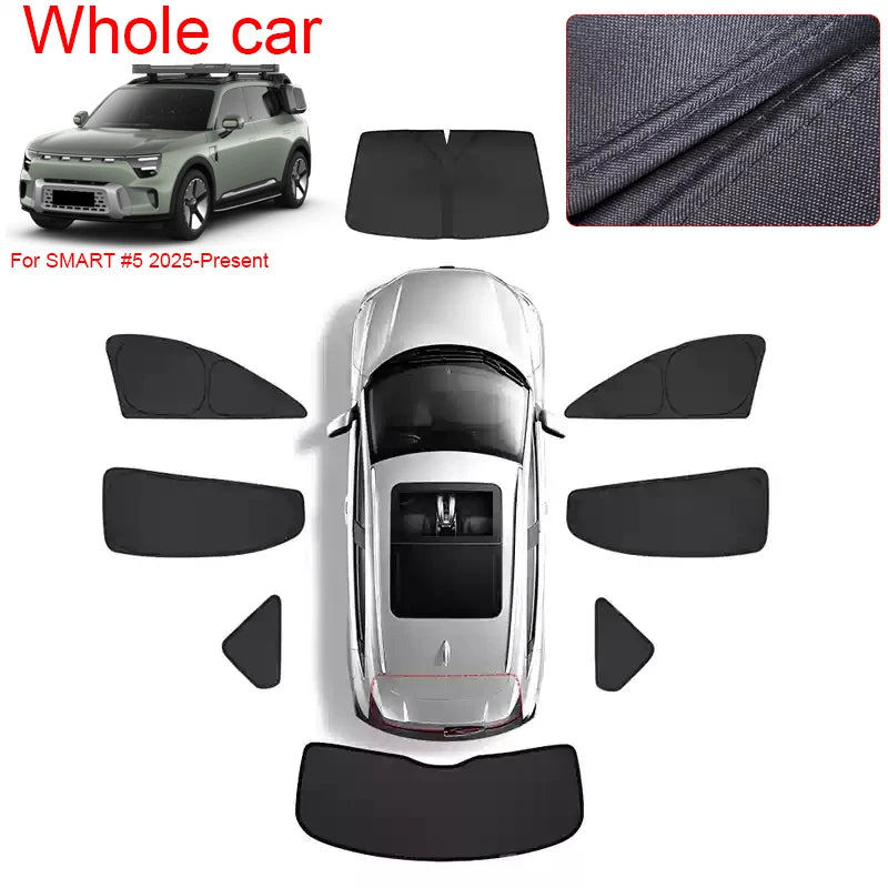 Car Black Windows Privacy Sunshade For SMART #5 2025-Present Anti-UV Heat Insulation Protect Cover Interior Auto Accessories